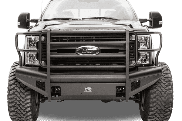 Fab Fours FS08-Q1960-1 Ford F250/F350/F450/F550 Super Duty 2008-2010 Black Steel Elite Front Bumper Full Guard-BumperStock