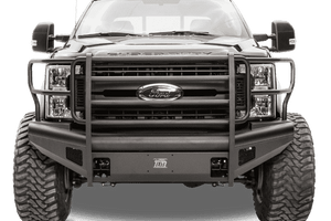 Fab Fours FS08-Q1960-1 Ford F250/F350/F450/F550 Super Duty 2008-2010 Black Steel Elite Front Bumper Full Guard-BumperStock