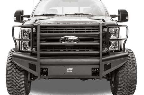 Fab Fours FS08-Q1960-1 Ford F250/F350/F450/F550 Super Duty 2008-2010 Black Steel Elite Front Bumper Full Guard-BumperStock