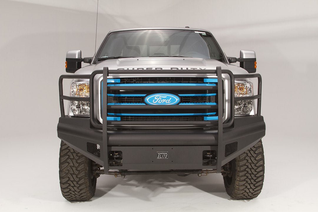Fab Fours FS08-Q1960-1 Ford F250/F350/F450/F550 Super Duty 2008-2010 Black Steel Elite Front Bumper Full Guard - Rugged Truck Gear