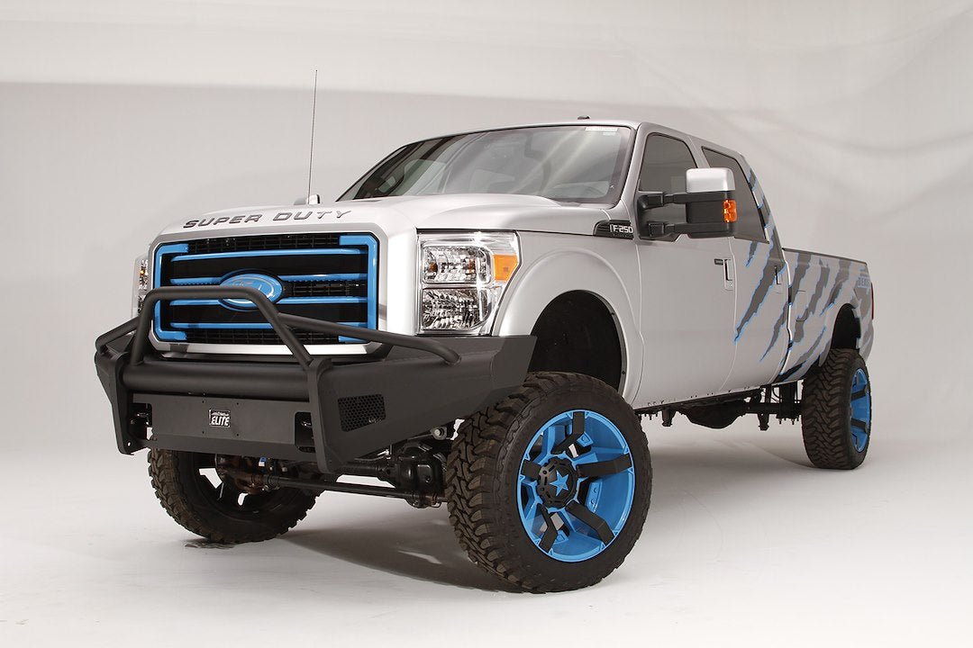 Fab Fours FS08-Q1962-1 Ford F250/F350/F450/F550 Super Duty 2008-2010 Black Steel Elite Front Bumper Pre-Runner Guard - Rugged Truck Gear