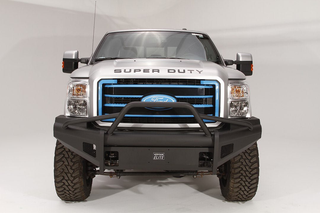 Fab Fours FS08-Q1962-1 Ford F250/F350/F450/F550 Super Duty 2008-2010 Black Steel Elite Front Bumper Pre-Runner Guard - Rugged Truck Gear