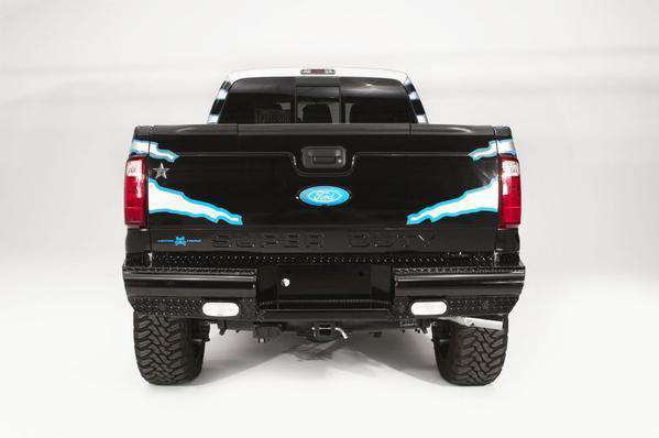 Fab Fours FS08 - T1350 - 1 Ford F250/F350 Super Duty 1999 - 2016 Black Steel Rear Bumper - Rugged Truck Gear