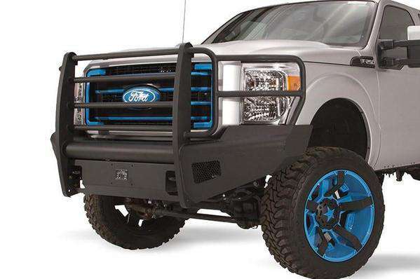 Fab Fours FS11 - Q2560 - 1 Ford F250/F350/F450/F550 Super Duty 2011 - 2016 Black Steel Elite Front Bumper Full Guard - Rugged Truck Gear