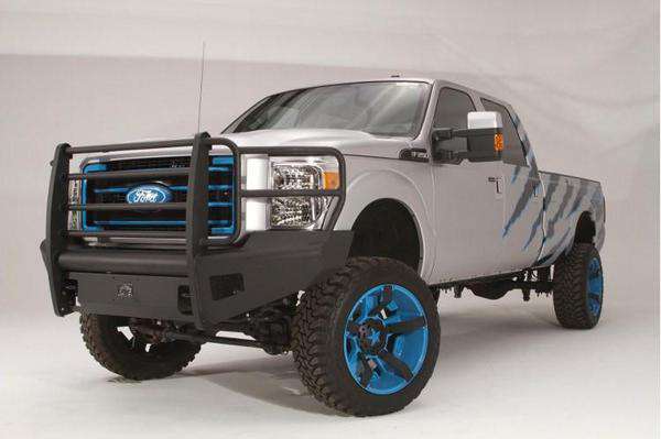 Fab Fours FS11 - Q2560 - 1 Ford F250/F350/F450/F550 Super Duty 2011 - 2016 Black Steel Elite Front Bumper Full Guard - Rugged Truck Gear