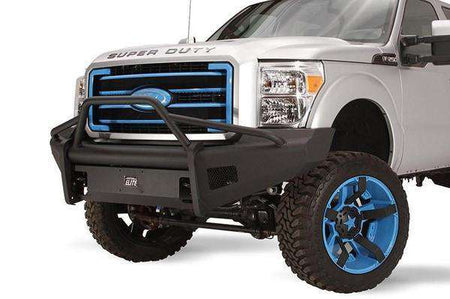 Fab Fours FS11 - Q2562 - 1 Ford F250/F350/F450/F550 Super Duty 2011 - 2016 Black Steel Elite Front Bumper Pre - Runner Guard - Rugged Truck Gear