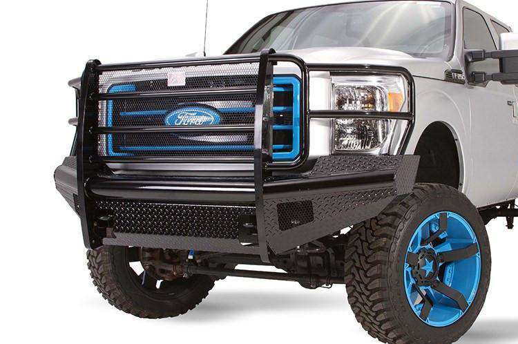 Fab Fours FS11 - S2560 - 1 Ford F250/F350/F450/F550 Super Duty 2011 - 2016 Black Steel Front Bumper Full Guard - Rugged Truck Gear