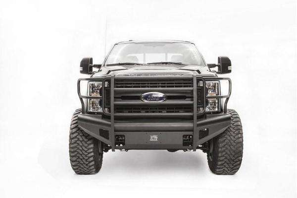 Fab Fours FS17-Q4160-1 Ford F250/F350/F450/F550 Super Duty 2017-2021 Black Steel Elite Front Bumper Full Guard-BumperStock