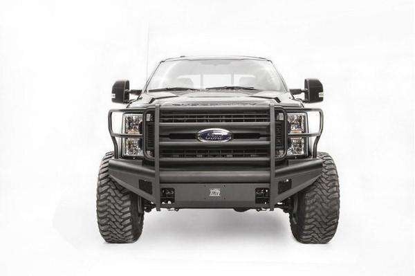 Fab Fours FS17 - Q4160 - 1 Ford F250/F350/F450/F550 Super Duty 2017 - 2022 Black Steel Elite Front Bumper Full Guard - Rugged Truck Gear