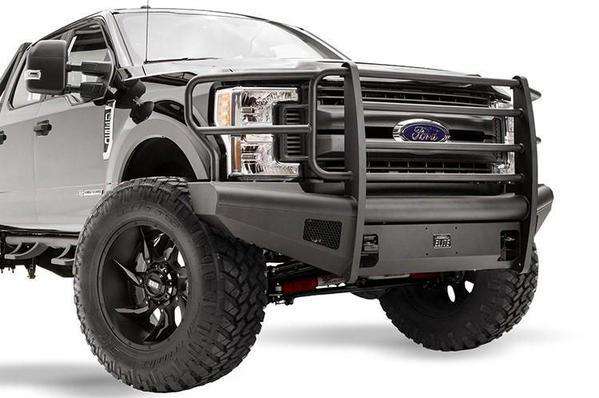 Fab Fours FS17 - Q4160 - 1 Ford F250/F350/F450/F550 Super Duty 2017 - 2022 Black Steel Elite Front Bumper Full Guard - Rugged Truck Gear