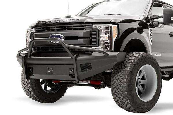 Fab Fours FS17 - Q4162 - 1 Ford F250/F350/F450/F550 Super Duty 2017 - 2022 Black Steel Elite Front Bumper Pre - Runner Guard - Rugged Truck Gear