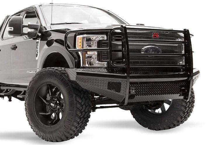 Fab Fours FS17 - S4160 - 1 Ford F250/F350/F450/F550 Super Duty 2017 - 2022 Black Steel Front Bumper Full Guard - Rugged Truck Gear