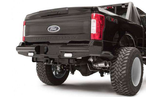 Fab Fours FS17 - T4150 - 1 Ford F250/F350 Super Duty 2017 - 2022 Black Steel Rear Bumper - Rugged Truck Gear