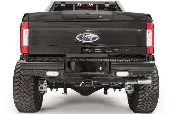Fab Fours FS17 - T4150 - 1 Ford F250/F350 Super Duty 2017 - 2022 Black Steel Rear Bumper - Rugged Truck Gear