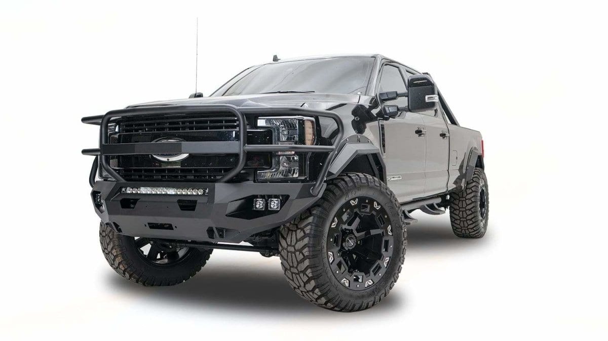 Fab Fours FS17 - X4150 - 1 Ford F250/F350 Super Duty 2017 - 2022 Open Fender Matrix Front Winch Bumper Full Guard - Rugged Truck Gear