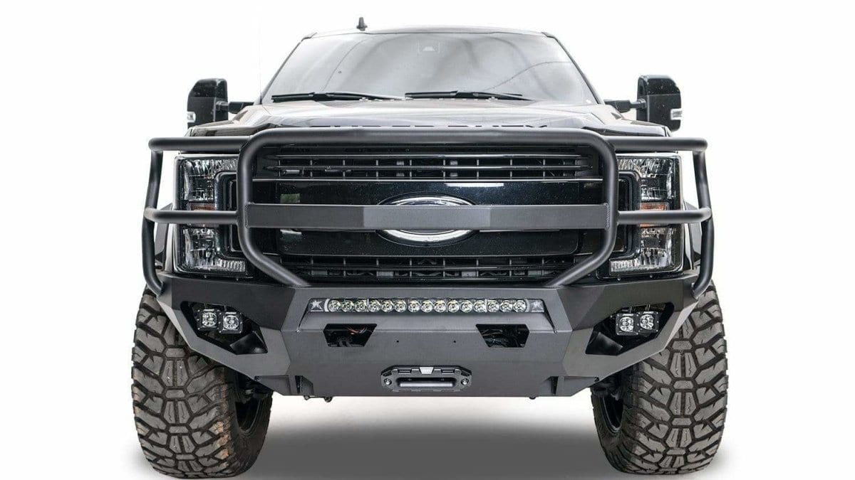 Fab Fours FS17 - X4150 - 1 Ford F250/F350 Super Duty 2017 - 2022 Open Fender Matrix Front Winch Bumper Full Guard - Rugged Truck Gear
