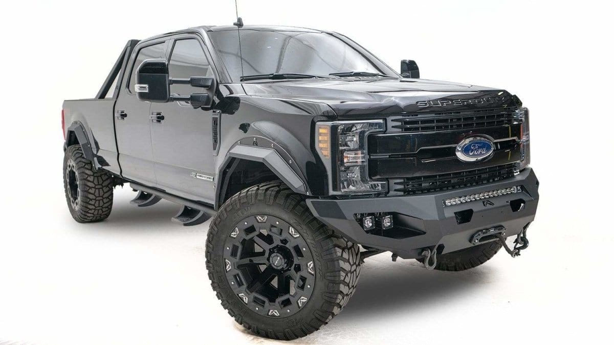 Fab Fours FS17 - X4151 - 1 Ford F250/F350 Super Duty 2017 - 2022 Open Fender Matrix Front Winch Bumper No Guard - Rugged Truck Gear