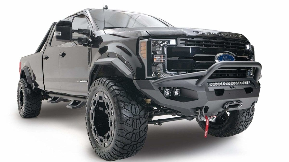 Fab Fours FS17 - X4152 - 1 Ford F250/F350 Super Duty 2017 - 2022 Open Fender Matrix Front Winch Bumper Pre - Runner Guard - Rugged Truck Gear