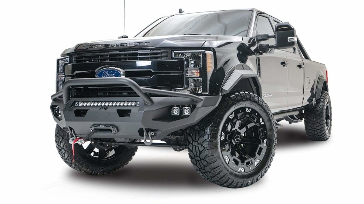 Fab Fours FS17 - X4152 - 1 Ford F250/F350 Super Duty 2017 - 2022 Open Fender Matrix Front Winch Bumper Pre - Runner Guard - Rugged Truck Gear