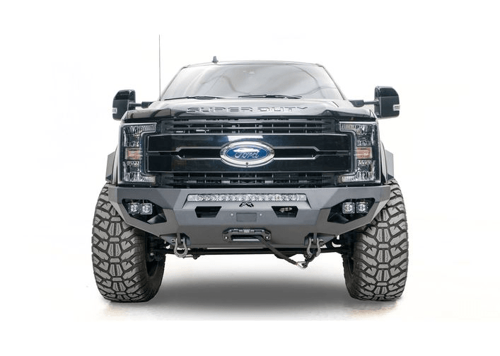 Fab Fours FS17 - X4161 - 1 Ford F250/F350 Super Duty 2017 - 2022 OE Wheel Well Matrix Front Winch Bumper No Guard - Rugged Truck Gear