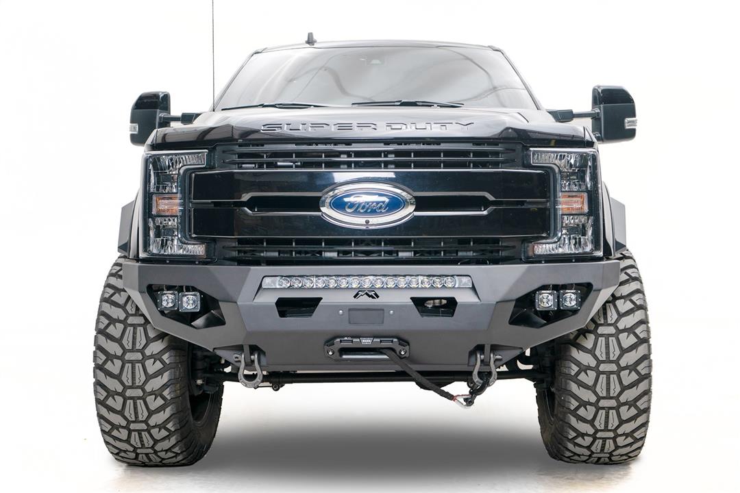 Fab Fours FS17 - X4161 - 1 Ford F250/F350 Super Duty 2017 - 2022 OE Wheel Well Matrix Front Winch Bumper No Guard - Rugged Truck Gear