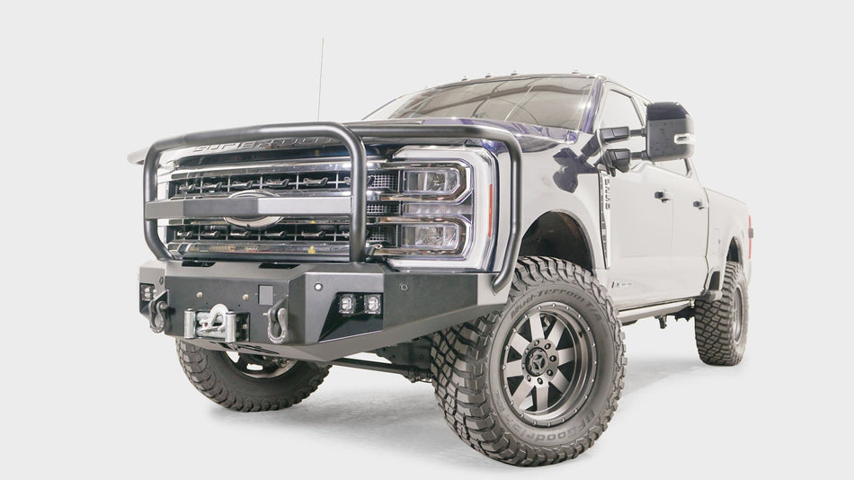 Fab Fours FS23 - A5950 - 1 Ford F250/F350 Superduty 2023 - 2024 New Premium Front Winch Bumper Full Guard - Rugged Truck Gear