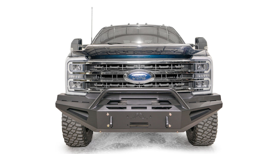 Fab Fours FS23 - RS5962 - 1 Ford F250/F350/F450/F550 Super Duty 2023 - 2024 Red Steel Front Winch Bumper Pre - Runner Guard - Rugged Truck Gear