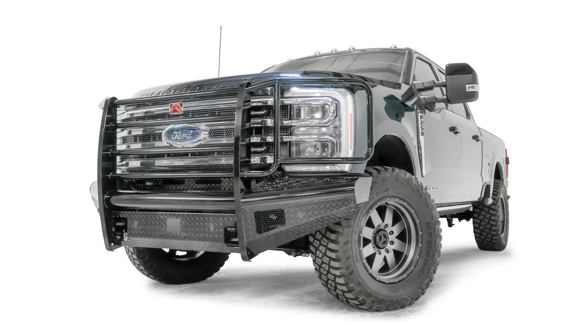 Fab Fours FS23 - S5960 - 1 Ford F250/F350/F450/F550 Super Duty 2023 - 2024 Black Steel Front Bumper Full Guard - Rugged Truck Gear