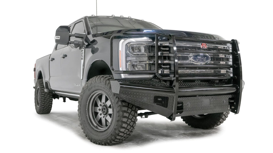 Fab Fours FS23 - S5960 - 1 Ford F250/F350/F450/F550 Super Duty 2023 - 2024 Black Steel Front Bumper Full Guard - Rugged Truck Gear