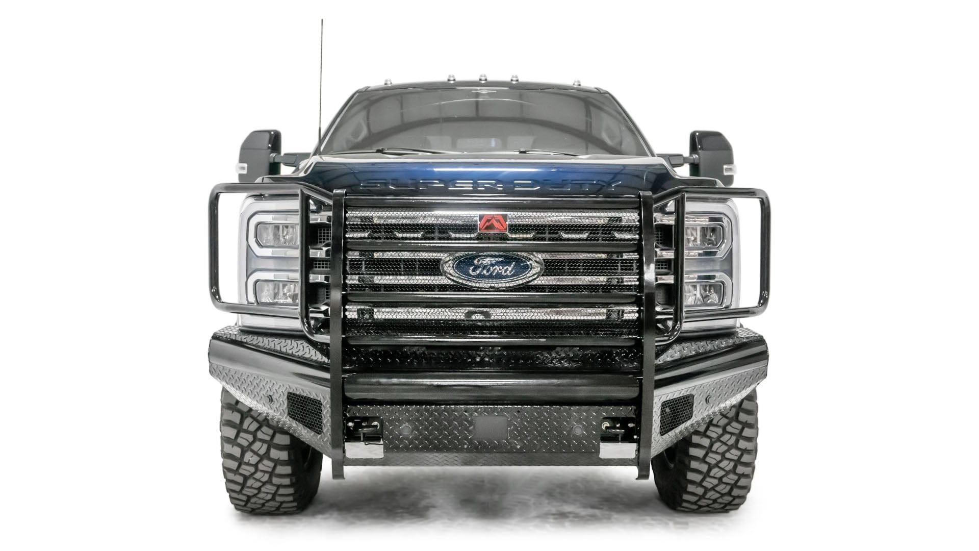 Fab Fours FS23 - S5960 - 1 Ford F250/F350/F450/F550 Super Duty 2023 - 2024 Black Steel Front Bumper Full Guard - Rugged Truck Gear