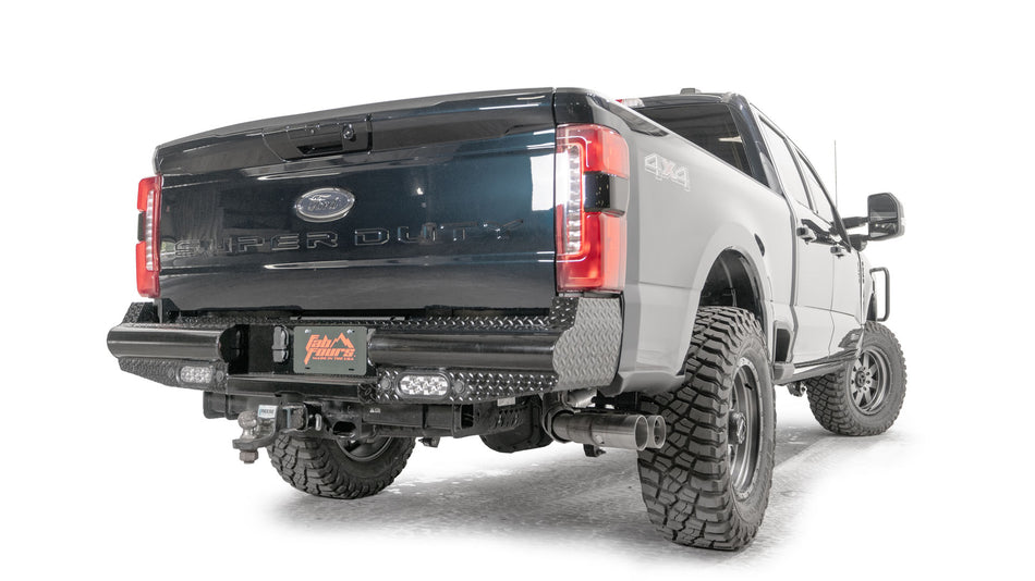 Fab Fours FS23 - T5950 - 1 Ford F250/F350 Super Duty 2023 - 2024 Black Steel Rear Bumper - Rugged Truck Gear