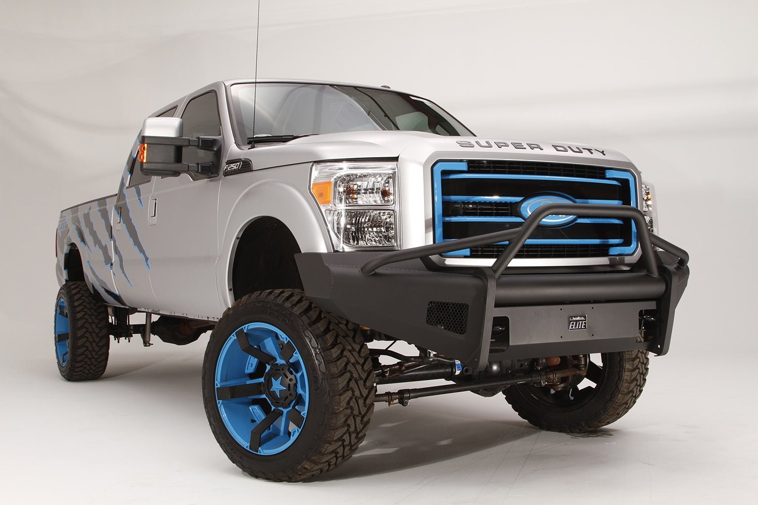 Fab Fours FS99-Q1662-1 Ford F250/F350/F450/F550 Super Duty 1999-2004 Black Steel Elite Front Bumper Pre-Runner Guard - Rugged Truck Gear