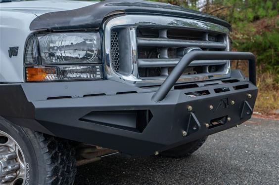 Fab Fours FS99 - RS1662 - 1 Ford F250/F350/F450/F550 Super Duty 1999 - 2004 Red Steel Winch Front Bumper Pre - Runner Guard - Rugged Truck Gear