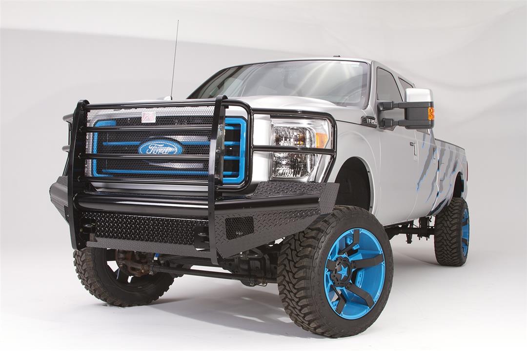 Fab Fours FS99 - S1660 - 1 Ford F250/F350/F450/F550 Super Duty 1999 - 2004 Black Steel Front Bumper Full Guard - Rugged Truck Gear