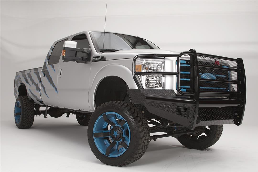 Fab Fours FS99 - S1660 - 1 Ford F250/F350/F450/F550 Super Duty 1999 - 2004 Black Steel Front Bumper Full Guard - Rugged Truck Gear