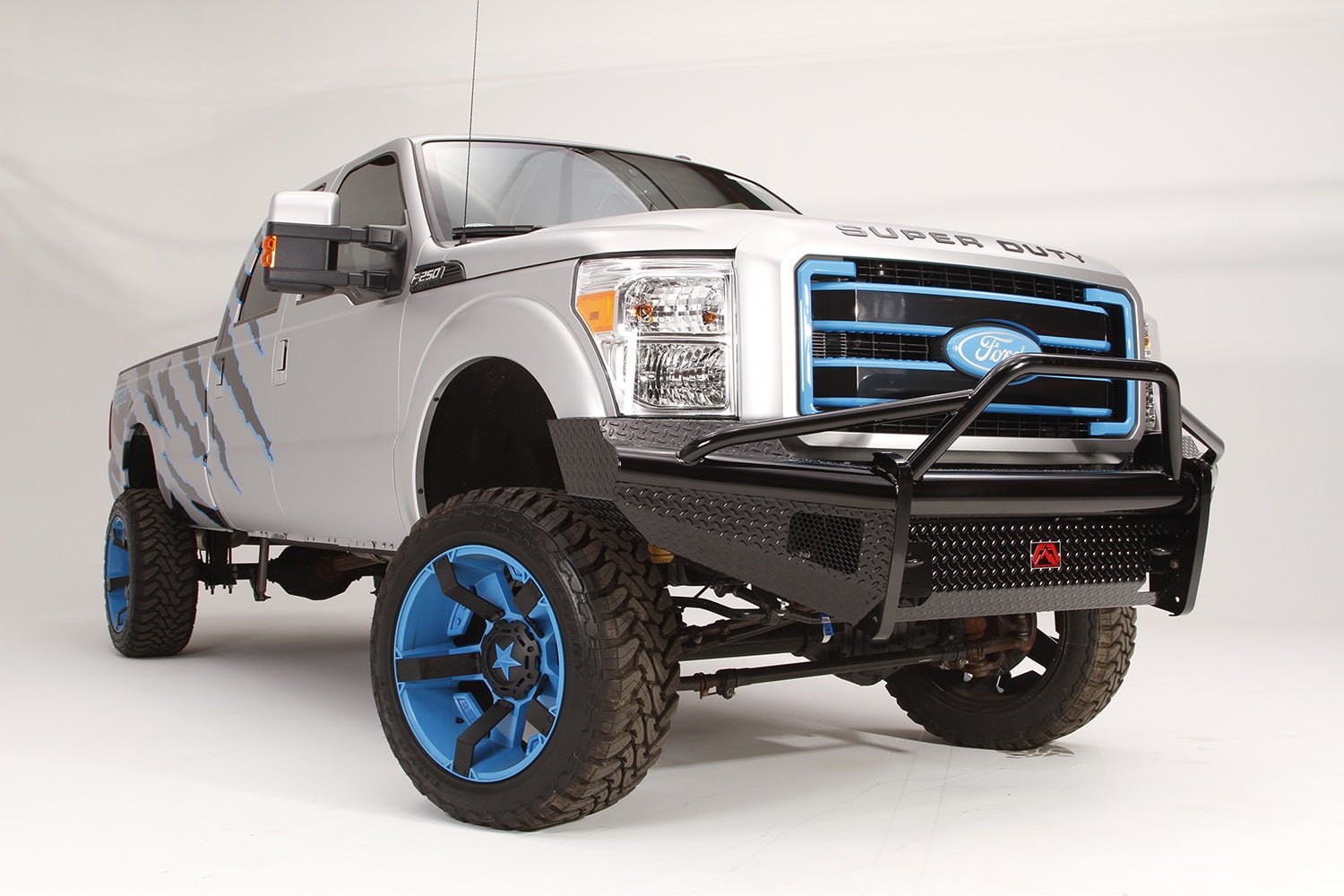 Fab Fours FS99 - S1662 - 1 Ford F250/F350/F450/F550 Super Duty 1999 - 2004 Black Steel Front Bumper Pre - Runner Guard - Rugged Truck Gear