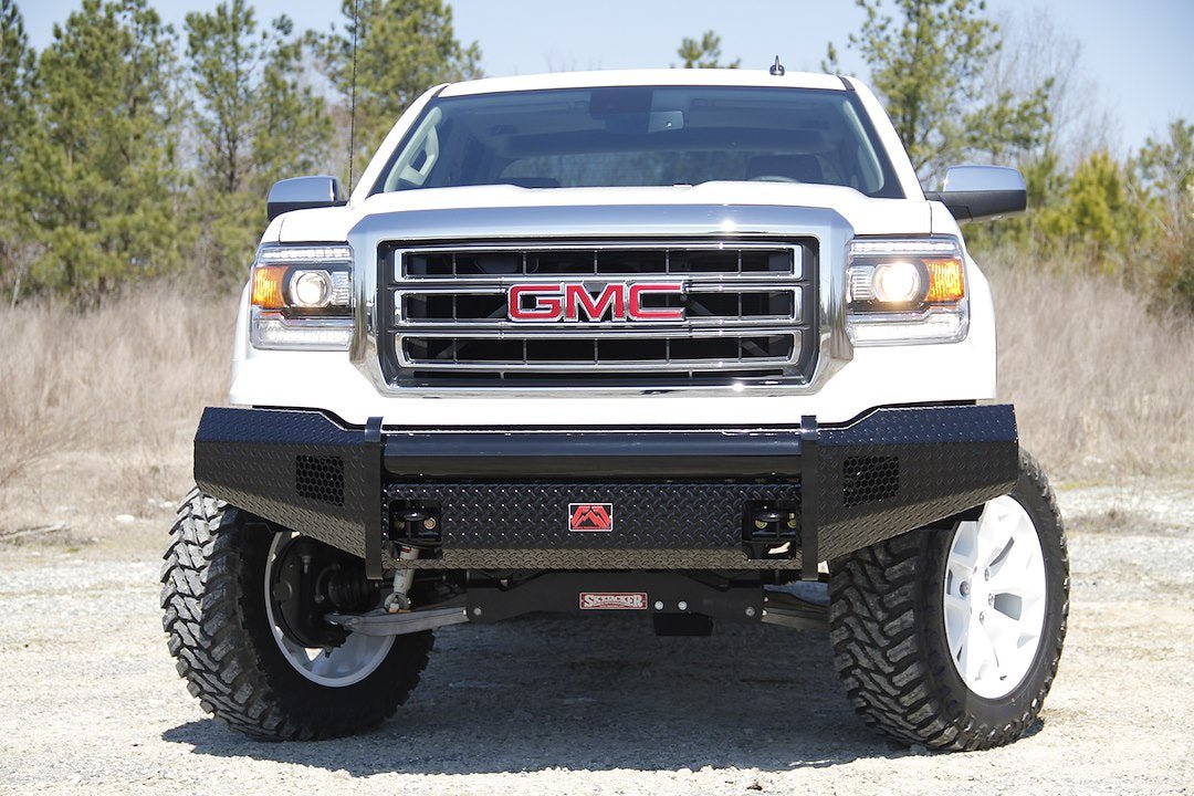 Fab Fours GM07 - K2161 - 1 GMC Sierra 1500 2007 - 2013 Black Steel Front Bumper No Guard - Rugged Truck Gear