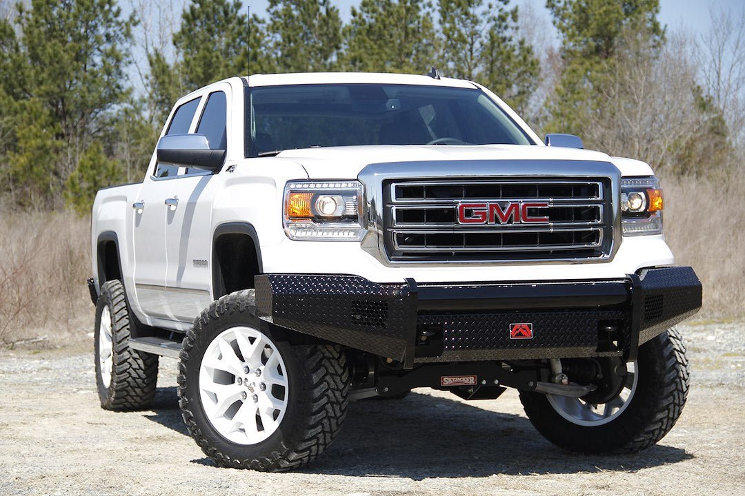 Fab Fours GM07 - K2161 - 1 GMC Sierra 1500 2007 - 2013 Black Steel Front Bumper No Guard - Rugged Truck Gear
