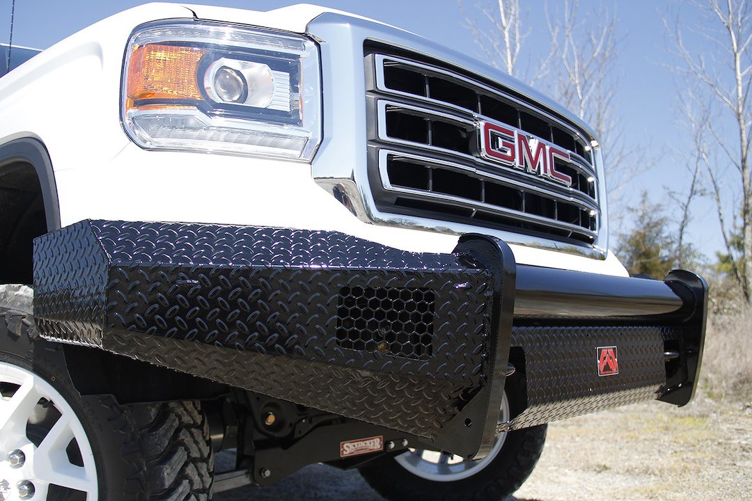 Fab Fours GM07 - K2161 - 1 GMC Sierra 1500 2007 - 2013 Black Steel Front Bumper No Guard - Rugged Truck Gear