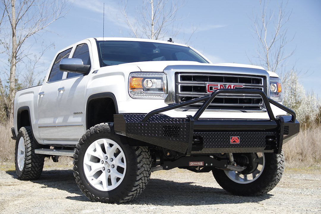 Fab Fours GM07 - K2162 - 1 GMC Sierra 1500 2007 - 2013 Black Steel Front Bumper Pre - Runner Guard - Rugged Truck Gear