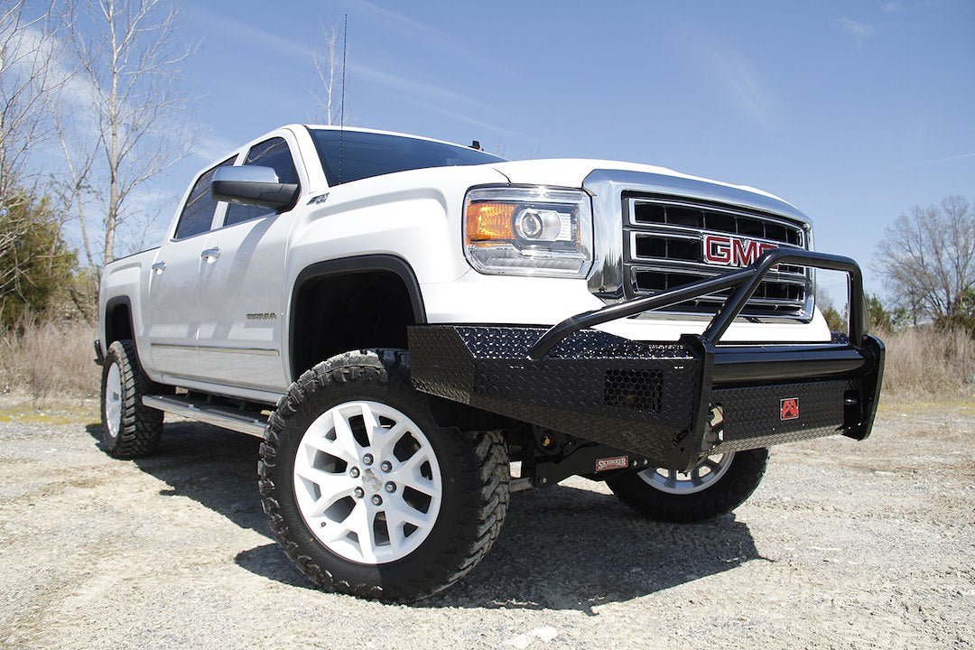 Fab Fours GM07 - K2162 - 1 GMC Sierra 1500 2007 - 2013 Black Steel Front Bumper Pre - Runner Guard - Rugged Truck Gear