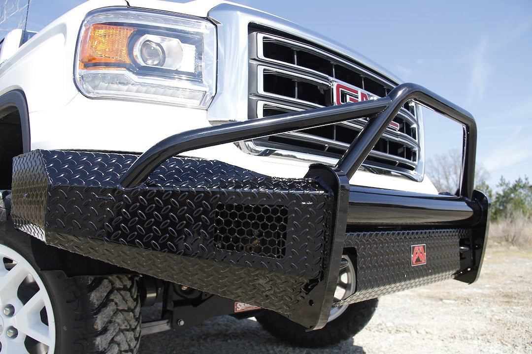 Fab Fours GM07 - K2162 - 1 GMC Sierra 1500 2007 - 2013 Black Steel Front Bumper Pre - Runner Guard - Rugged Truck Gear