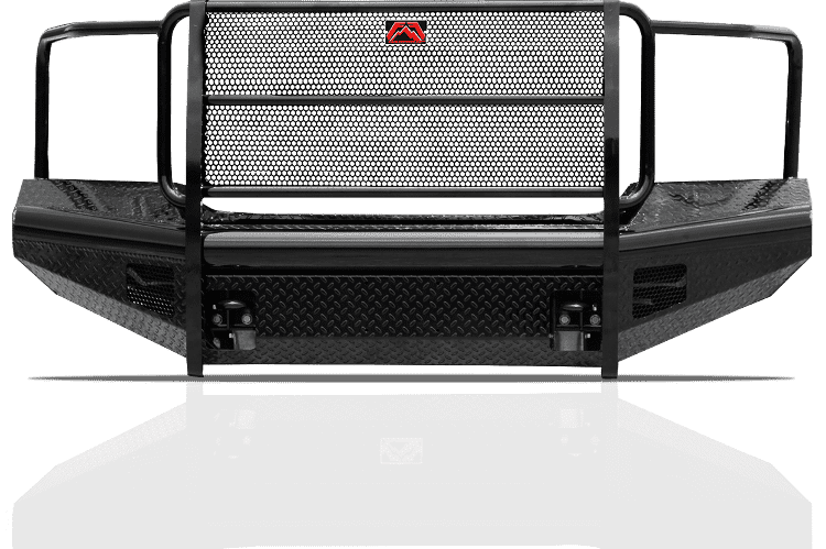 Fab Fours GM08 - S2160 - 1 GMC Sierra 2500/3500 HD 2007.5 - 2010 Black Steel Front Bumper Full Guard - Rugged Truck Gear