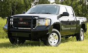 Fab Fours GM08 - S2160 - 1 GMC Sierra 2500/3500 HD 2007.5 - 2010 Black Steel Front Bumper Full Guard - Rugged Truck Gear