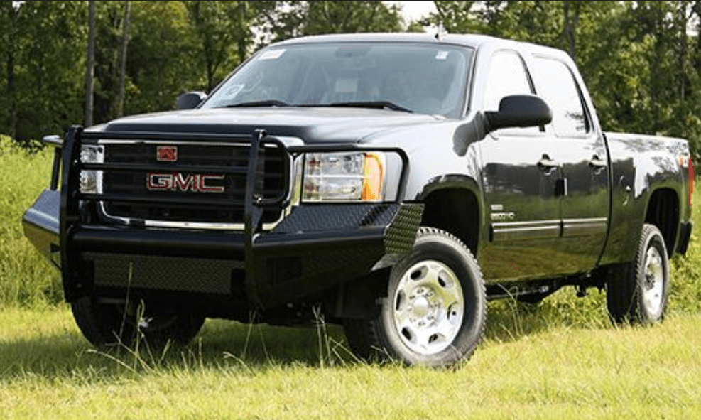 Fab Fours GM08 - S2160 - 1 GMC Sierra 2500/3500 HD 2007.5 - 2010 Black Steel Front Bumper Full Guard - Rugged Truck Gear
