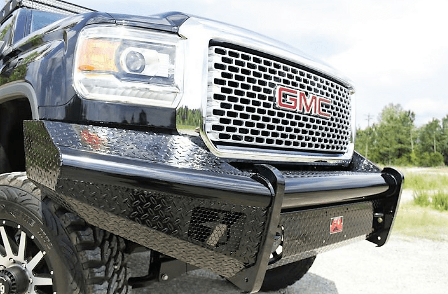 Fab Fours GM08 - S2161 - 1 GMC Sierra 2500/3500 HD 2007.5 - 2010 Black Steel Front Bumper No Guard - Rugged Truck Gear