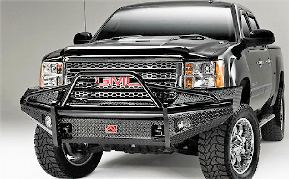 Fab Fours GM08 - S2162 - 1 GMC Sierra 2500/3500 HD 2007.5 - 2010 Black Steel Front Bumper Pre - Runner Guard - Rugged Truck Gear