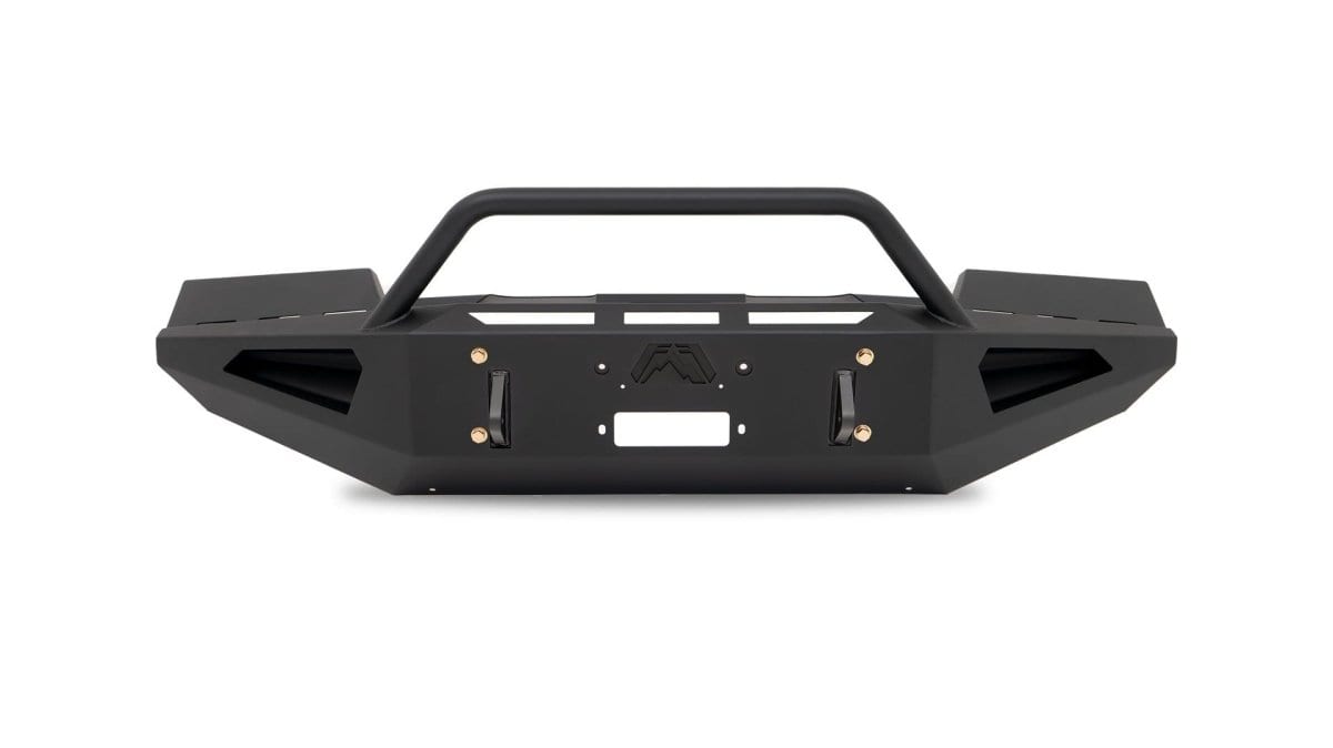 Fab Fours GM11 - RS2862 - 1 GMC Sierra 2500/3500 HD 2011 - 2014 Red Steel Winch Front Bumper Pre - Runner Guard - Rugged Truck Gear
