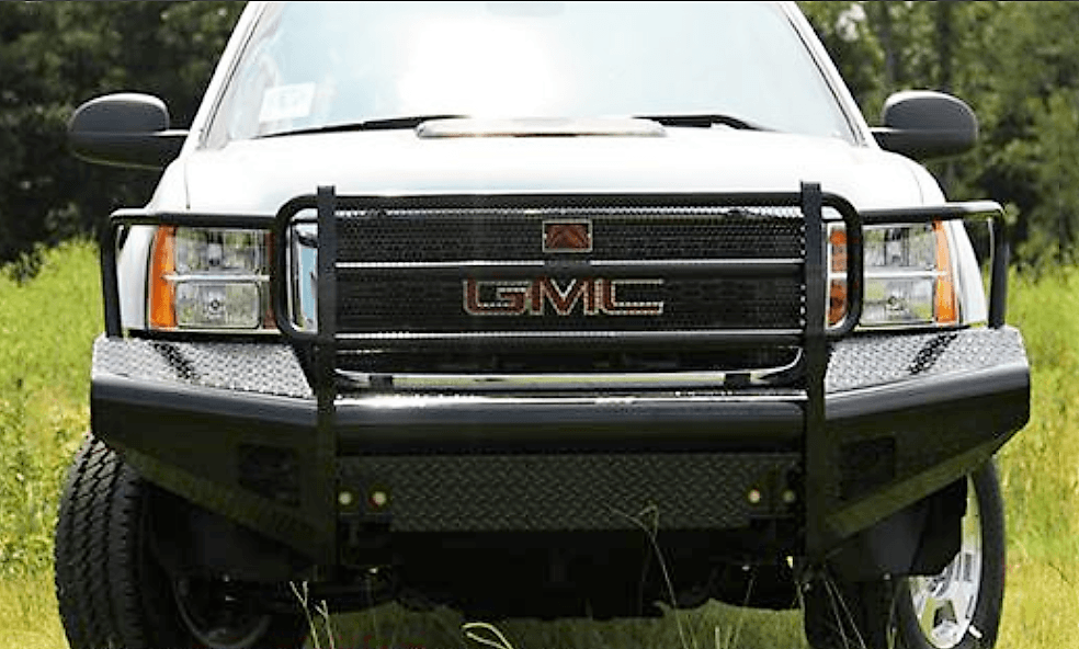 Fab Fours GM11 - S2860 - 1 GMC Sierra 2500/3500 HD 2011 - 2014 Black Steel Front Bumper Full Guard - Rugged Truck Gear