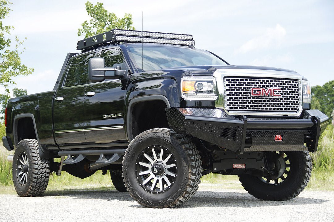 Fab Fours GM11 - S2861 - 1 GMC Sierra 2500/3500 HD 2011 - 2014 Black Steel Front Bumper No Guard - Rugged Truck Gear